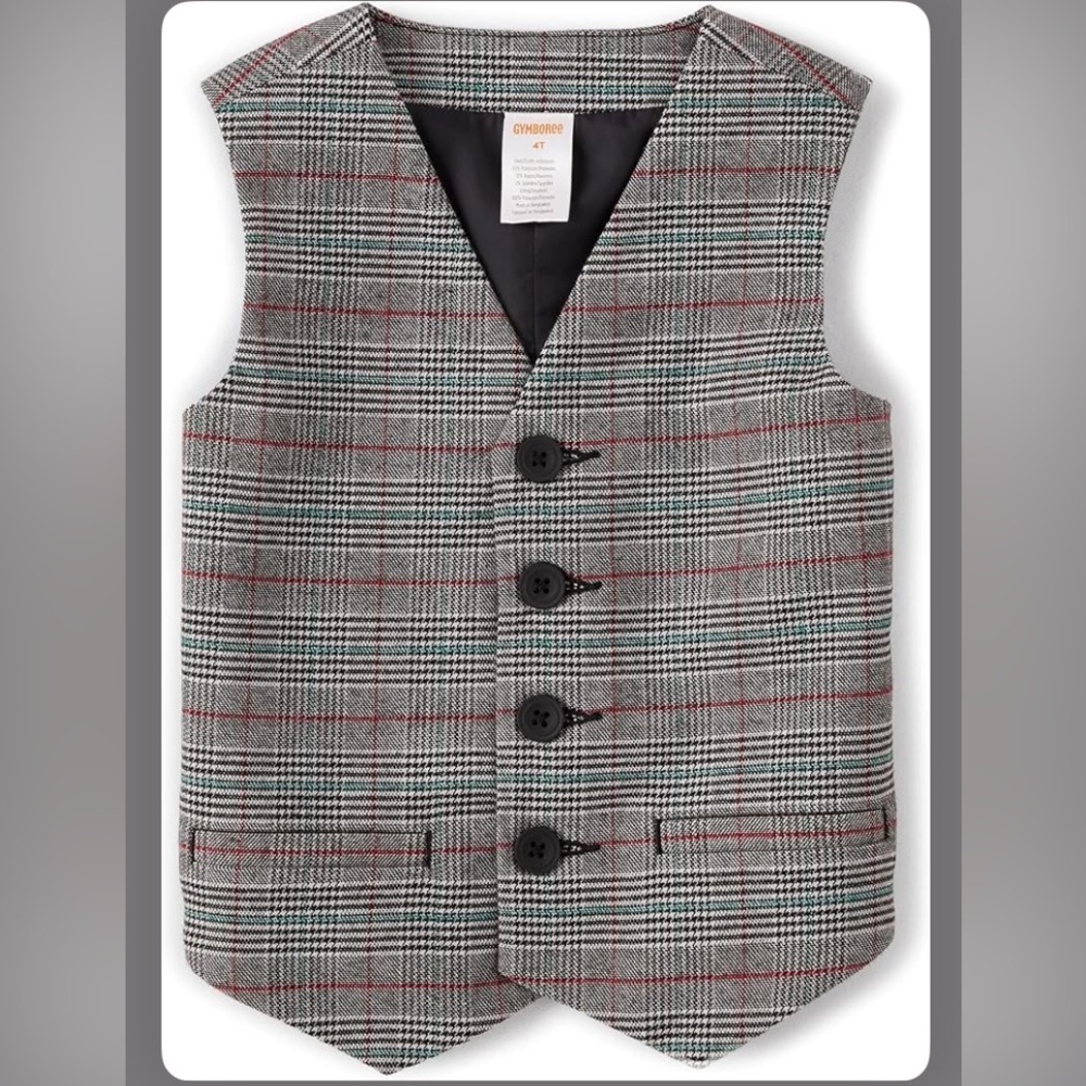 NEW - Gymboree Stylish Vests for Boys. Blac /Grey. Size 7